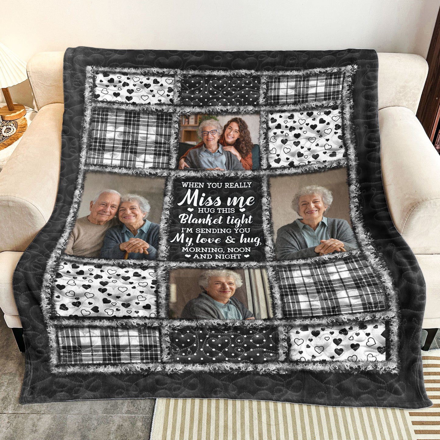 When You Miss Me Hug This Blanket Tight In Loving Memory Blanket - Personalized Photo Blanket