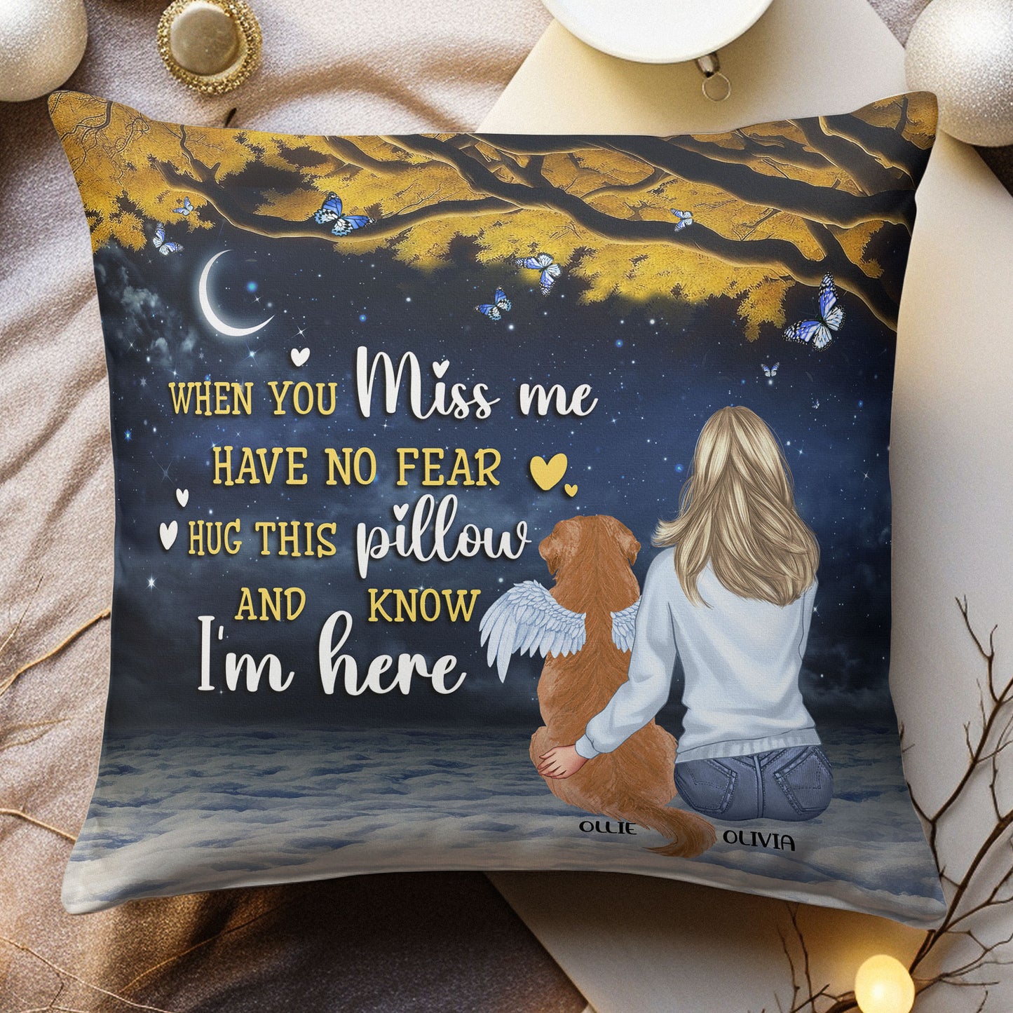 When You Miss Me Hug This Pillow And Know I'M Here - Personalized Pillow (Insert Included)
