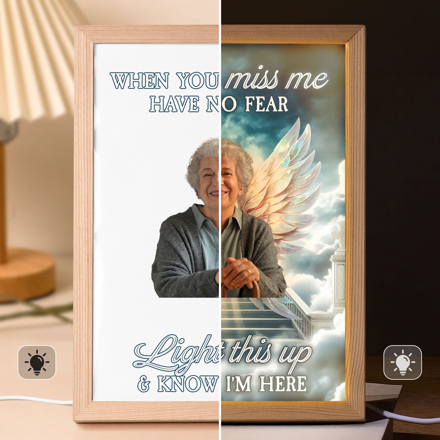 When You Miss Me Light This Up - Personalized Photo Light Up Picture Frame