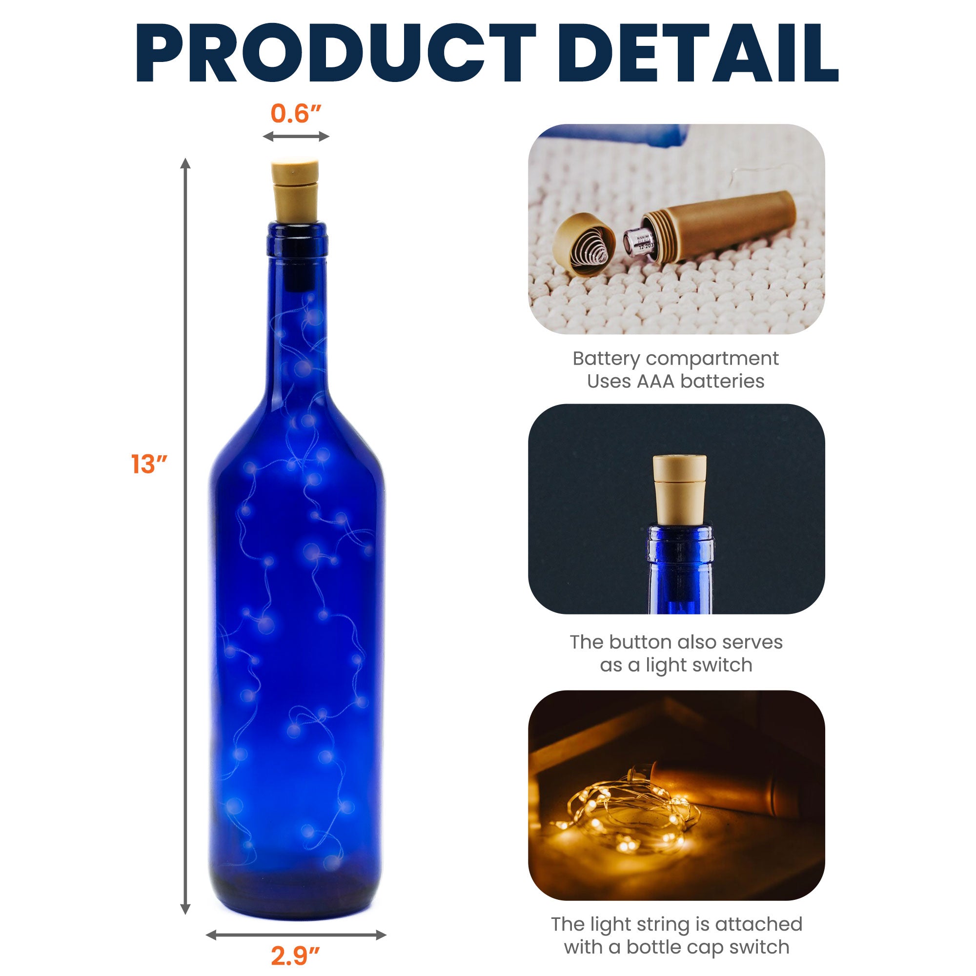 When You Miss Us Have No Fear - Personalized Blue Bottle Lamp