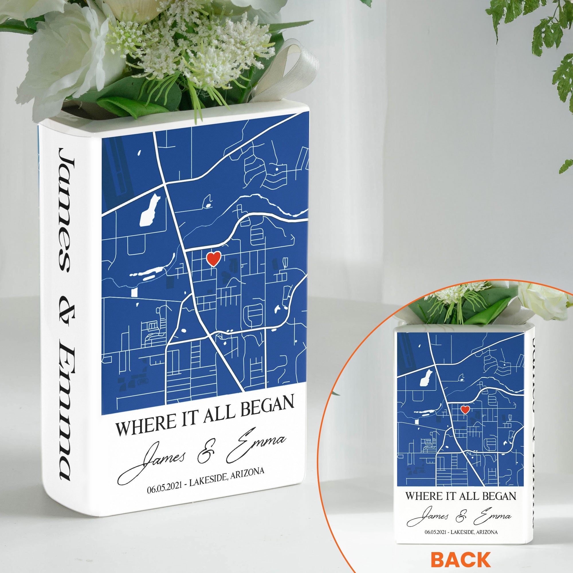 Where It All Began Anniversary Wedding Gifts For Couple, Gifts For Her - Personalized Vase