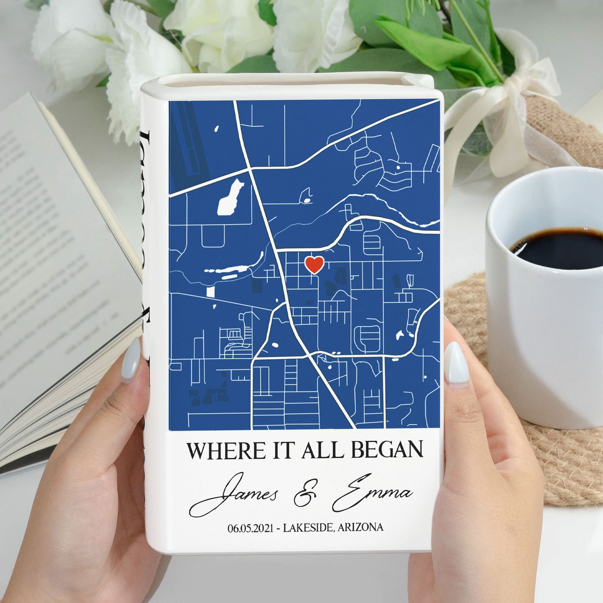 Where It All Began Anniversary Wedding Gifts For Couple, Gifts For Her - Personalized Vase