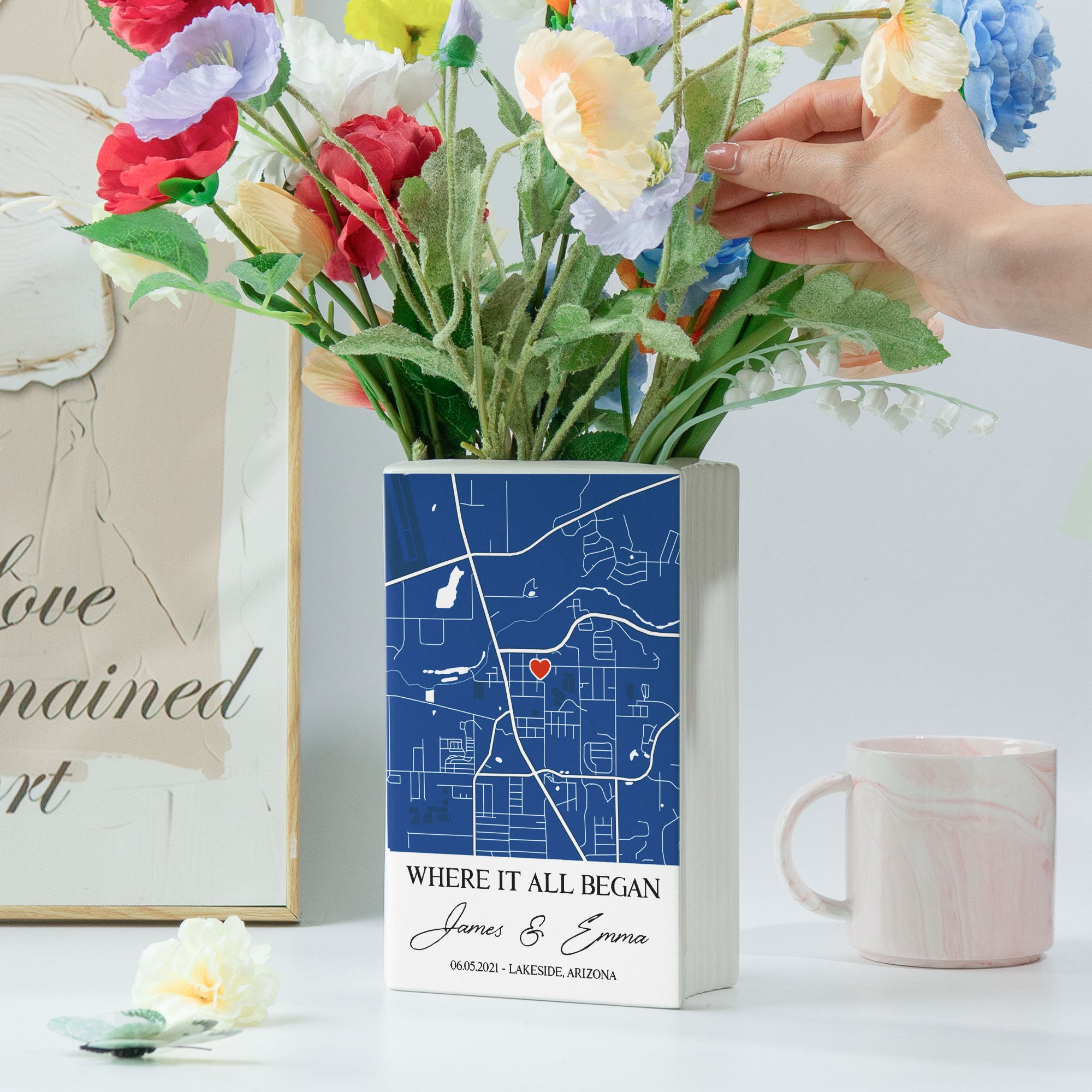 Where It All Began Anniversary Wedding Gifts For Couple, Gifts For Her - Personalized Vase
