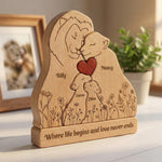 Where Life Begins And Love Never Ends Mother's Day Gift - Personalized Wooden Lion Family Puzzle