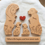 Where Life Begins And Love Never Ends Mother's Day Gift - Personalized Wooden Lion Family Puzzle