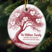 Where Life Begins And Love Never Ends - Personalized Ceramic Ornament