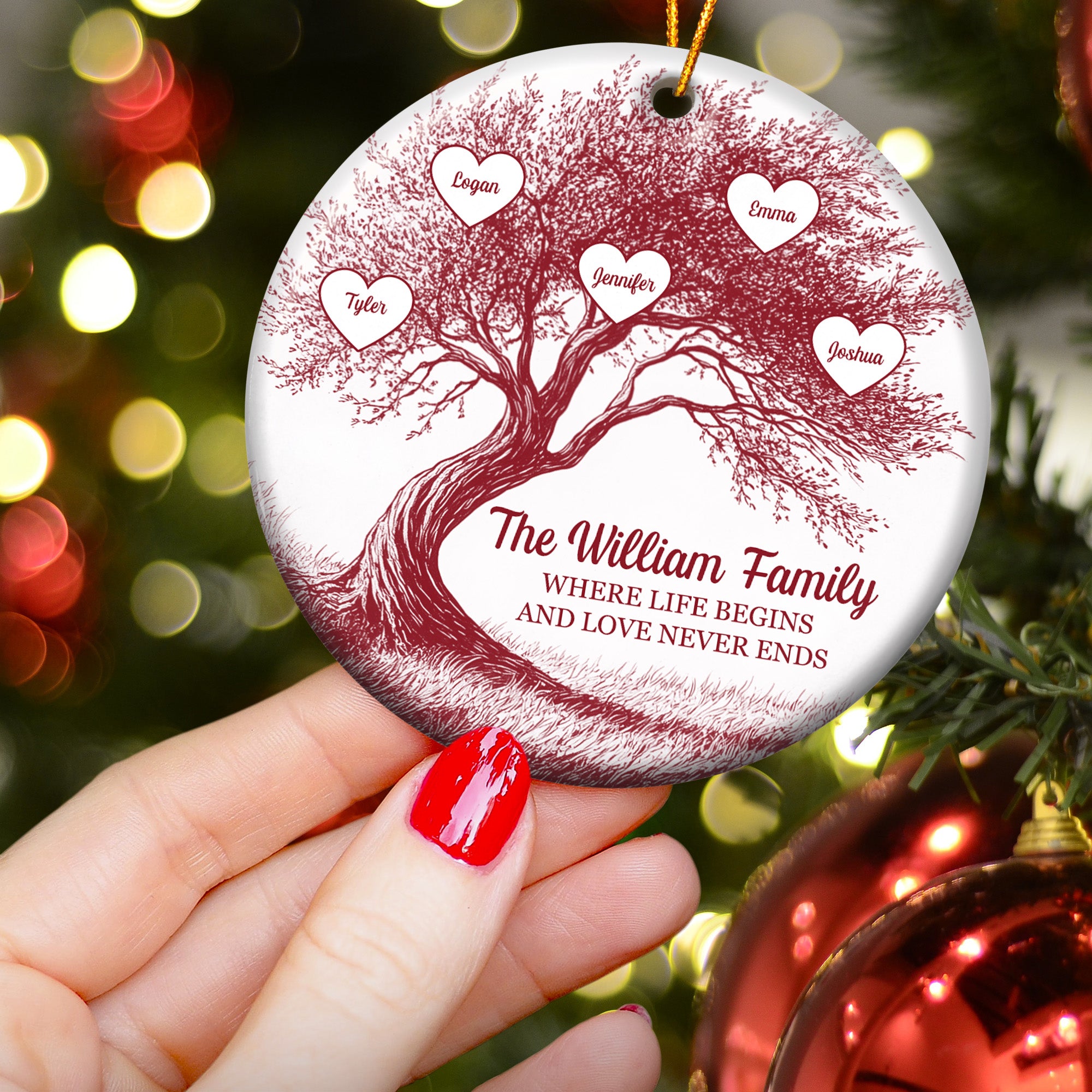 Where Life Begins And Love Never Ends - Personalized Ceramic Ornament