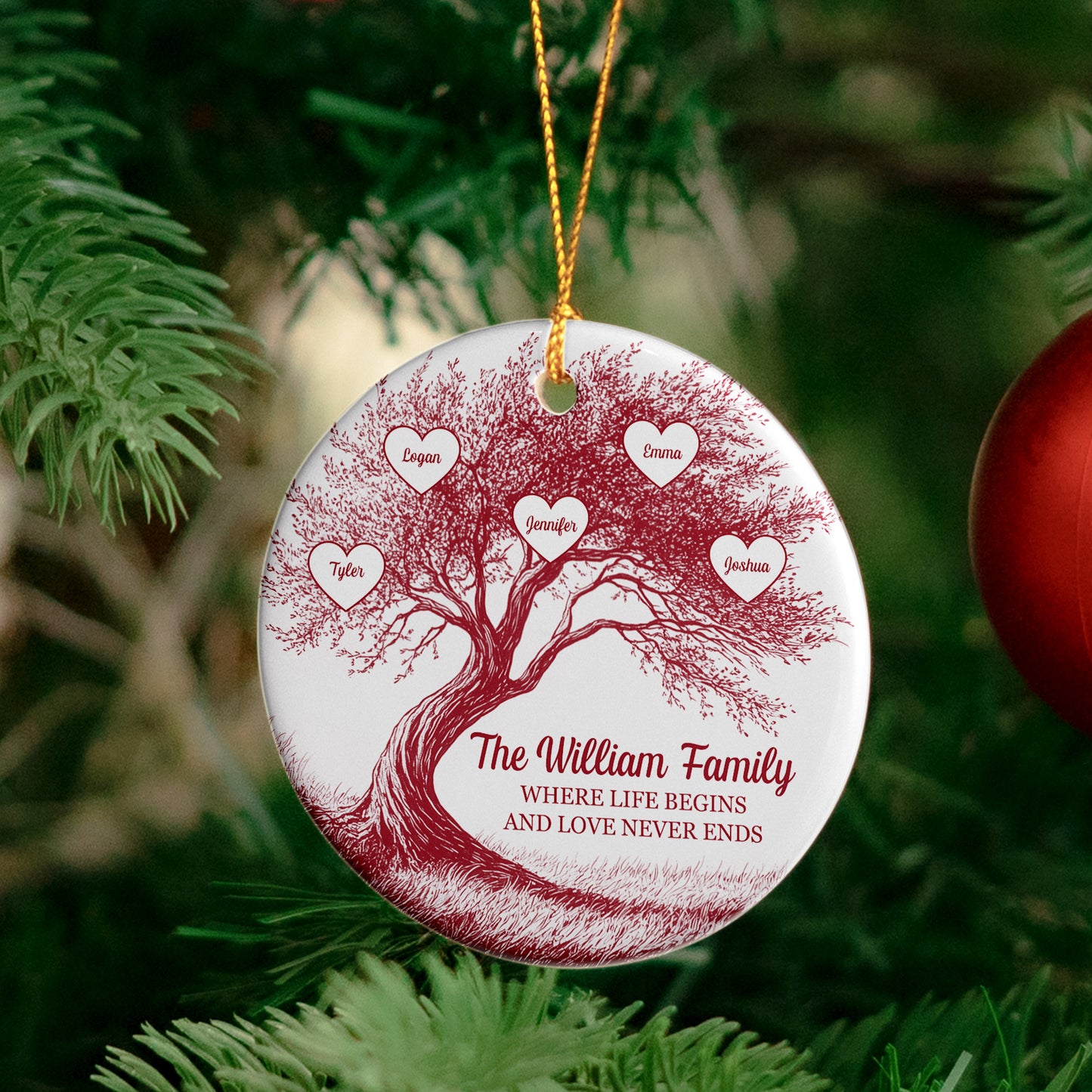 Where Life Begins And Love Never Ends - Personalized Ceramic Ornament