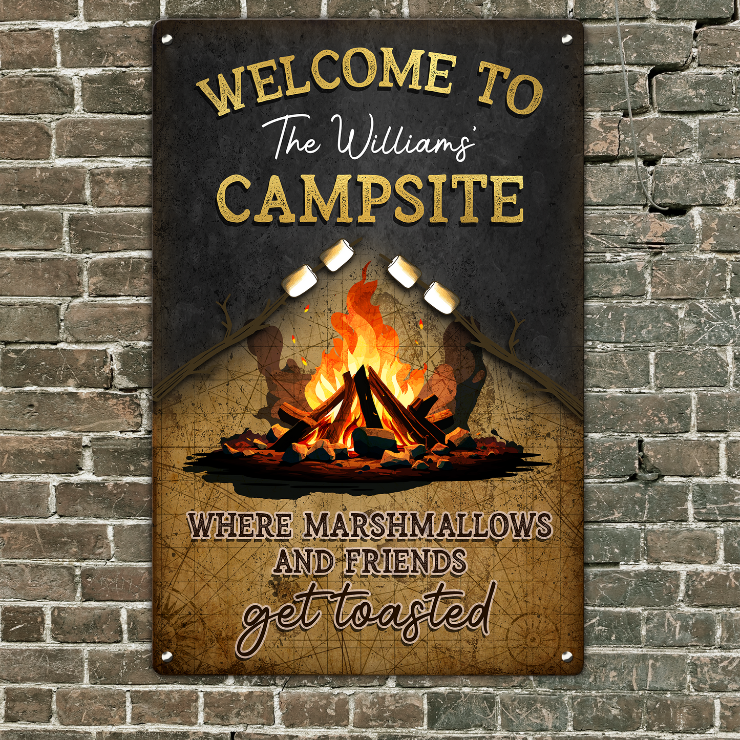 Where Marshmallows And Friends Get Toasted - Personalized Metal Sign