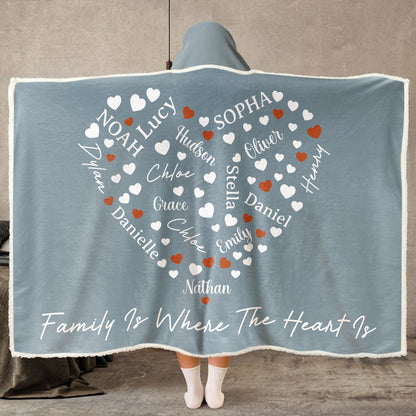 Where The Heart Is - Personalized Wearable Blanket Hoodie