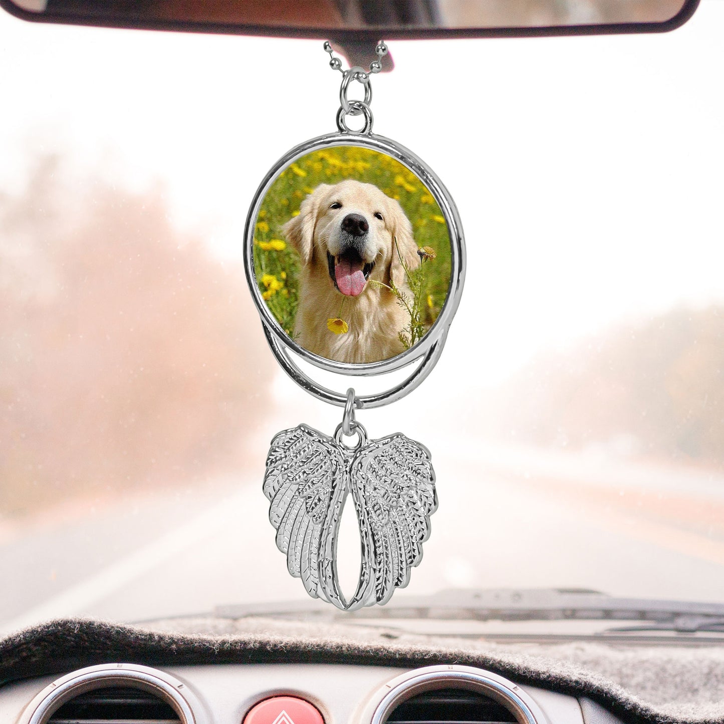 Whilst No Longer By My Side, We’ll Never Be Apart - Custom Angel Wings Car Hanging Photo Ornament