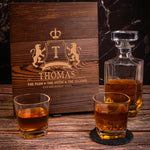 Whiskey Gifts For Men, Him - Man The Myth The Legend - Personalized Whiskey Decanter Set