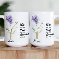 Wife Mom Grandma Birth Flower - Personalized Mug