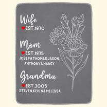 Wife Mom Grandma Birthflower Gifts For Women - Personalized Blanket