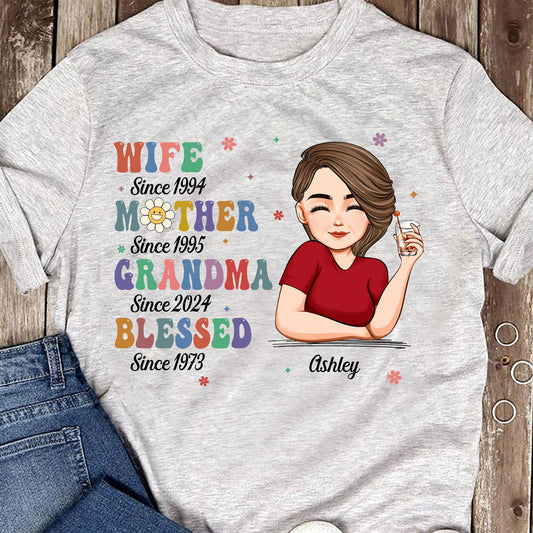 Wife Mother Grandma Blessed - Personalized Shirt