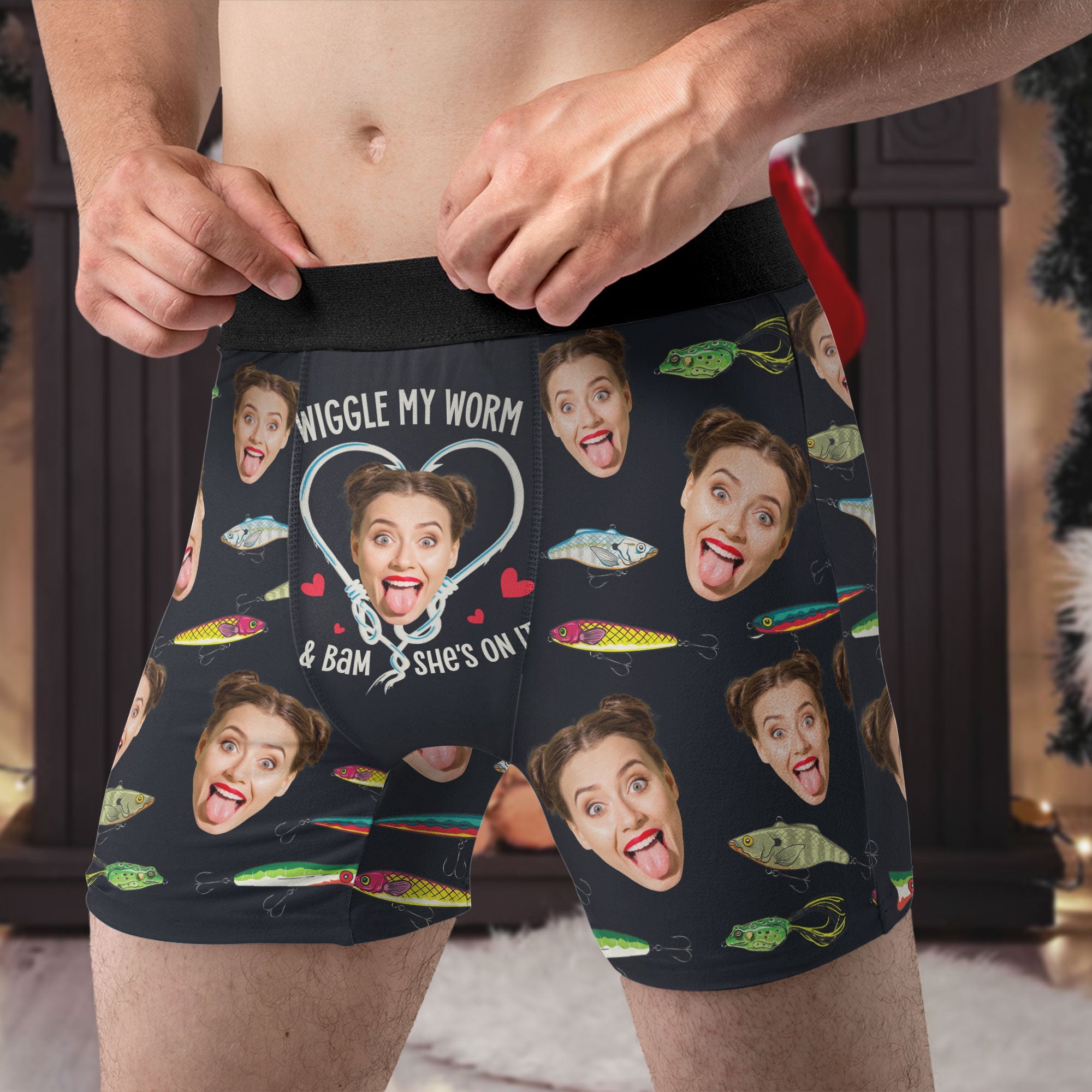 Wiggle My Worm & Bam She's On It - Personalized Photo Men's Boxer Brie ...