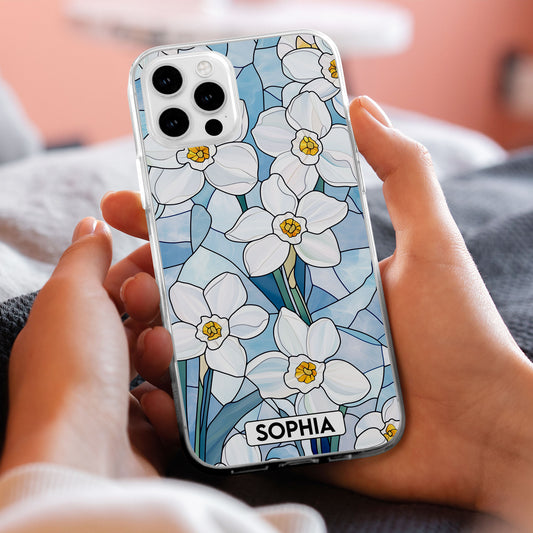 Wildflower Stained Glass Effect - Personalized Clear Phone Case