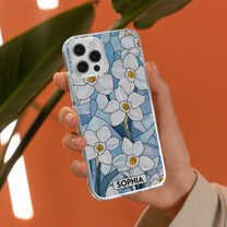 Wildflower Stained Glass Effect - Personalized Clear Phone Case