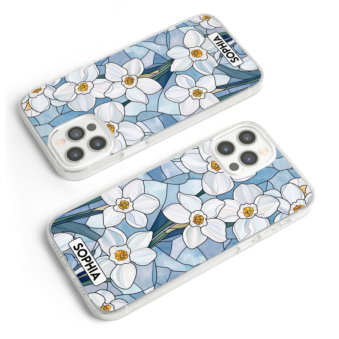 Wildflower Stained Glass Effect - Personalized Clear Phone Case