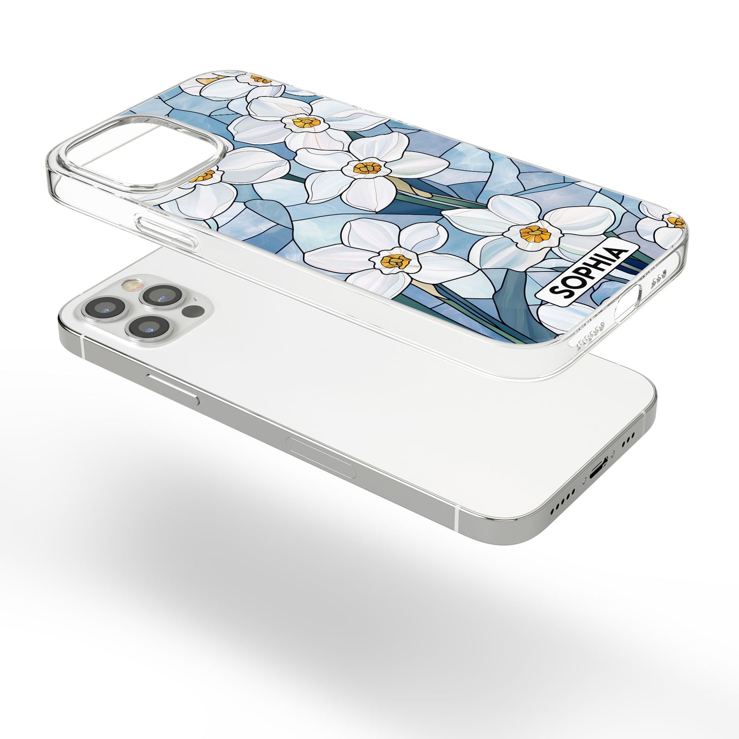 Wildflower Stained Glass Effect - Personalized Clear Phone Case
