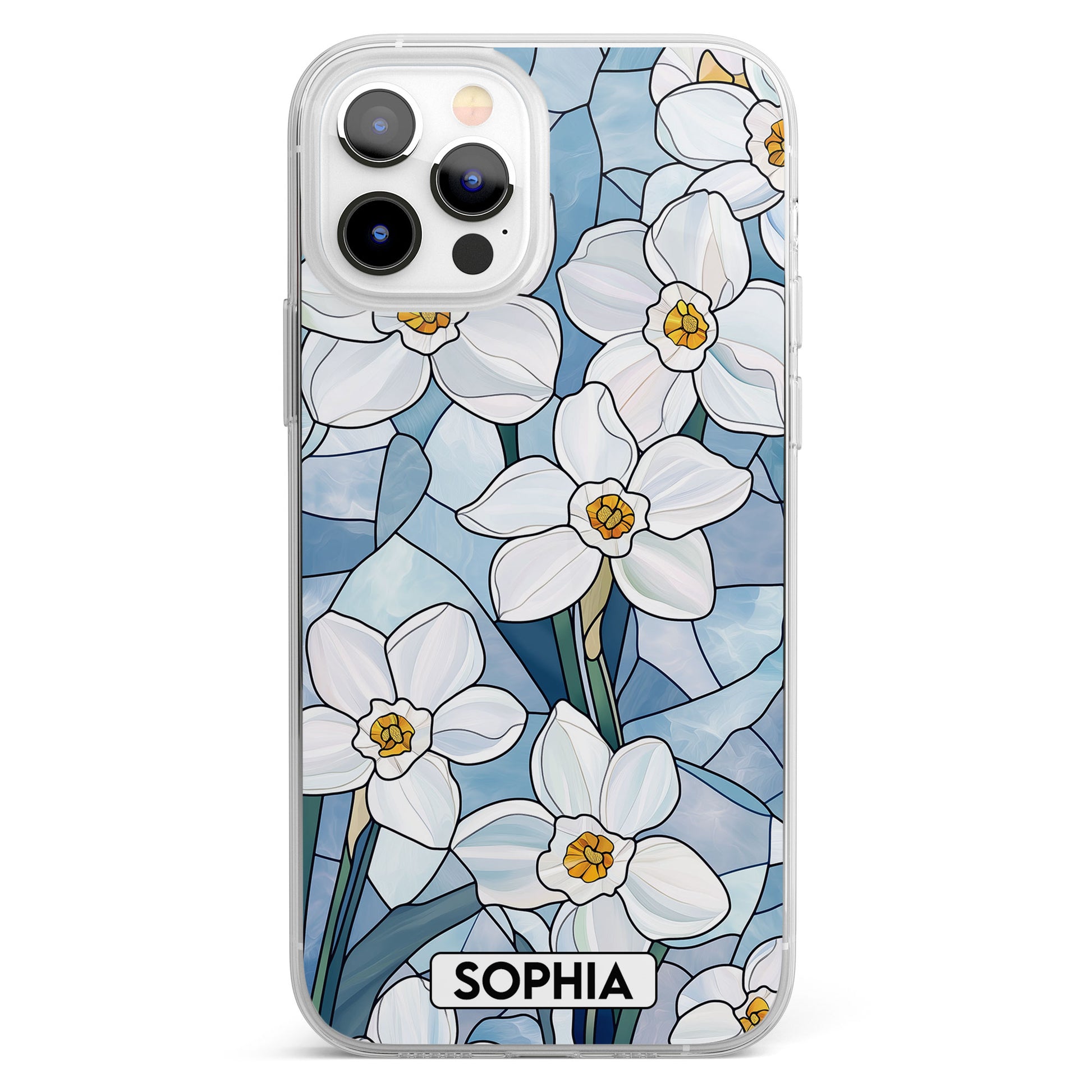 Wildflower Stained Glass Effect - Personalized Clear Phone Case Macorner Wildflower Stained Glass Effect - Personalized Clear Phone Case Macorner