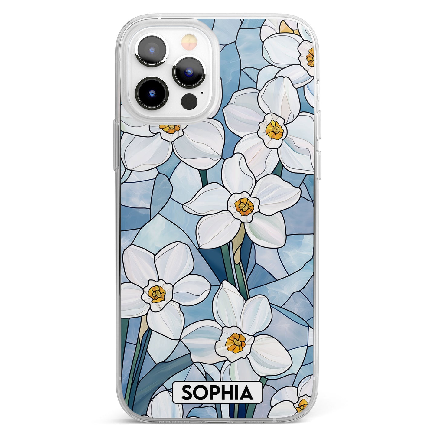 Wildflower Stained Glass Effect - Personalized Clear Phone Case