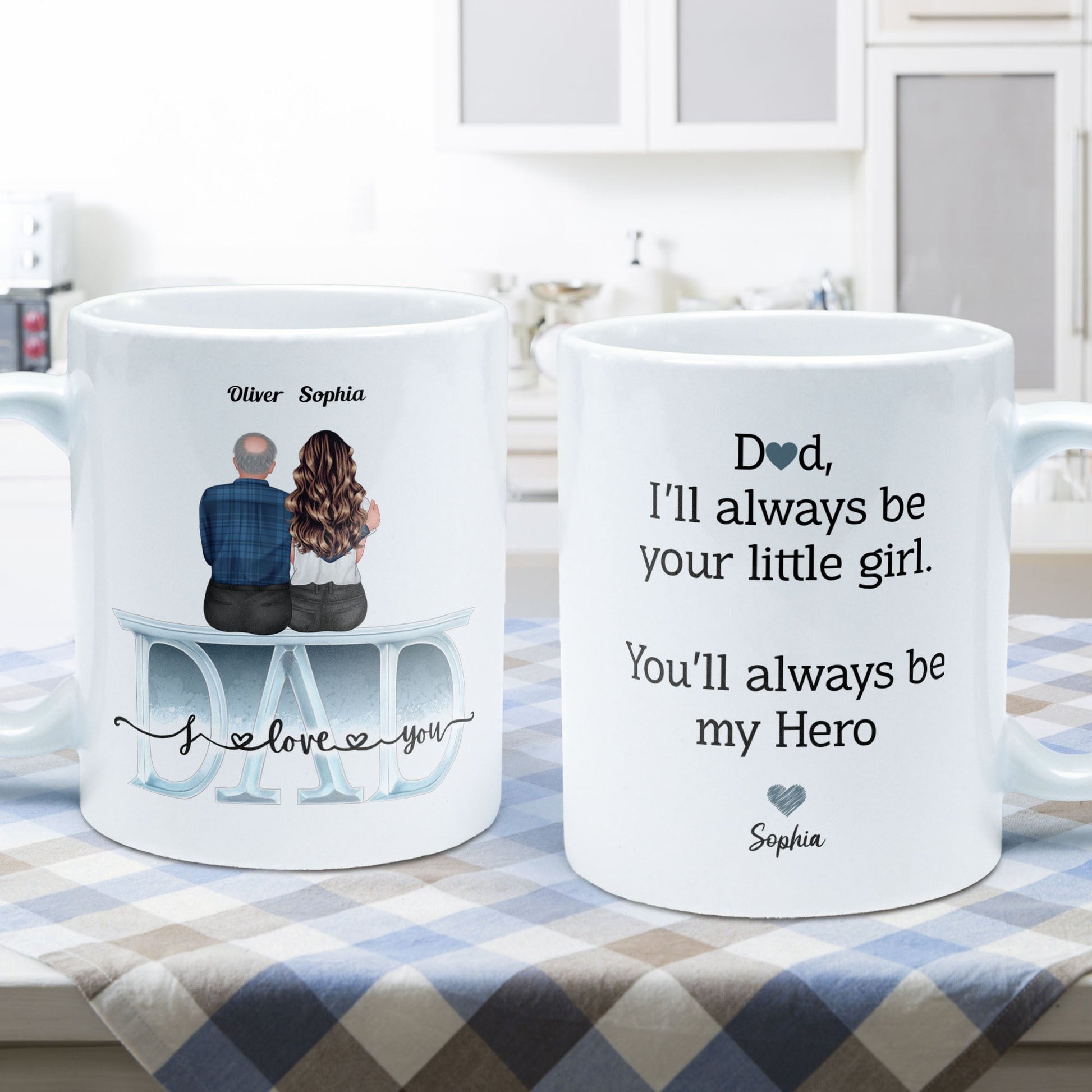 Will Always Be Your Little Girl Little Boy - Personalized Mug - Birthday Gift Father's Day Gift For Dad, Step Dad, Grandpa - Gift From Sons, Daughters, Grandkids