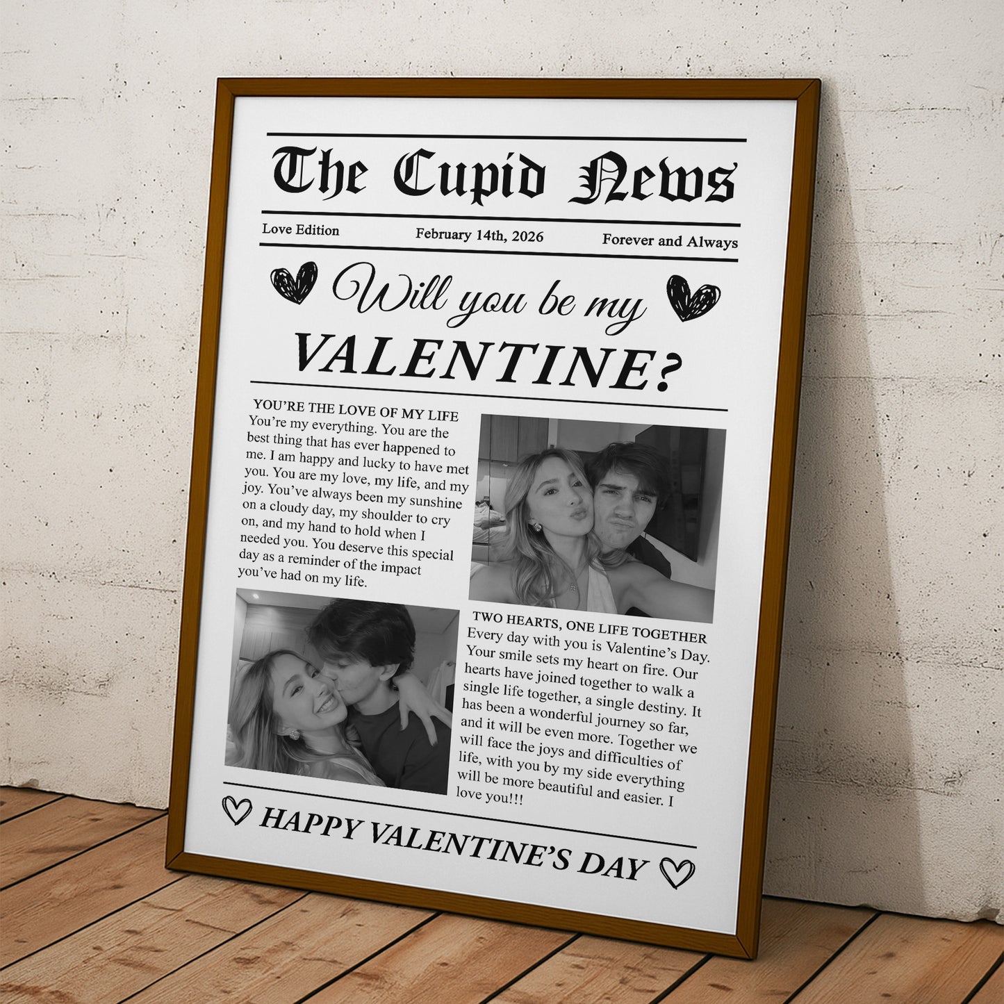 Will You Be My Valentine? First Valentine's Day Gift For Couples, Him, Her - Personalized Photo Poster