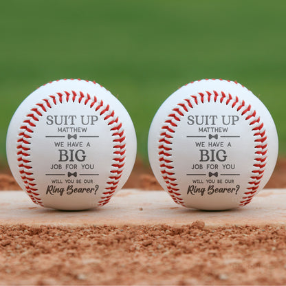 Will You Be Our Ring Bearer Proposal Wedding Gift - Personalized Engraved Baseball