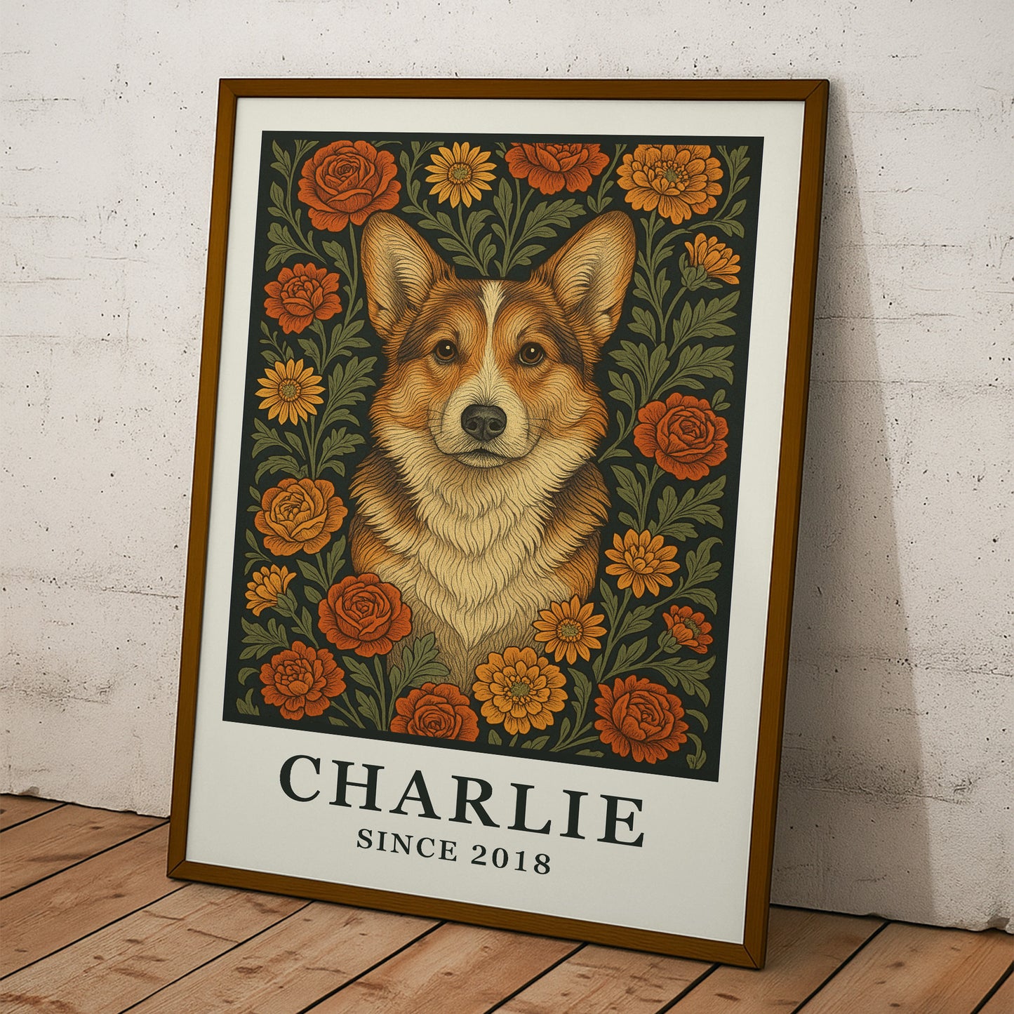 William Morris Wall Art Dog Portrait Art Dog Lovers Gift - Personalized Photo Poster