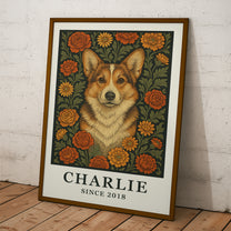William Morris Wall Art Dog Portrait Art Dog Lovers Gift - Personalized Photo Poster
