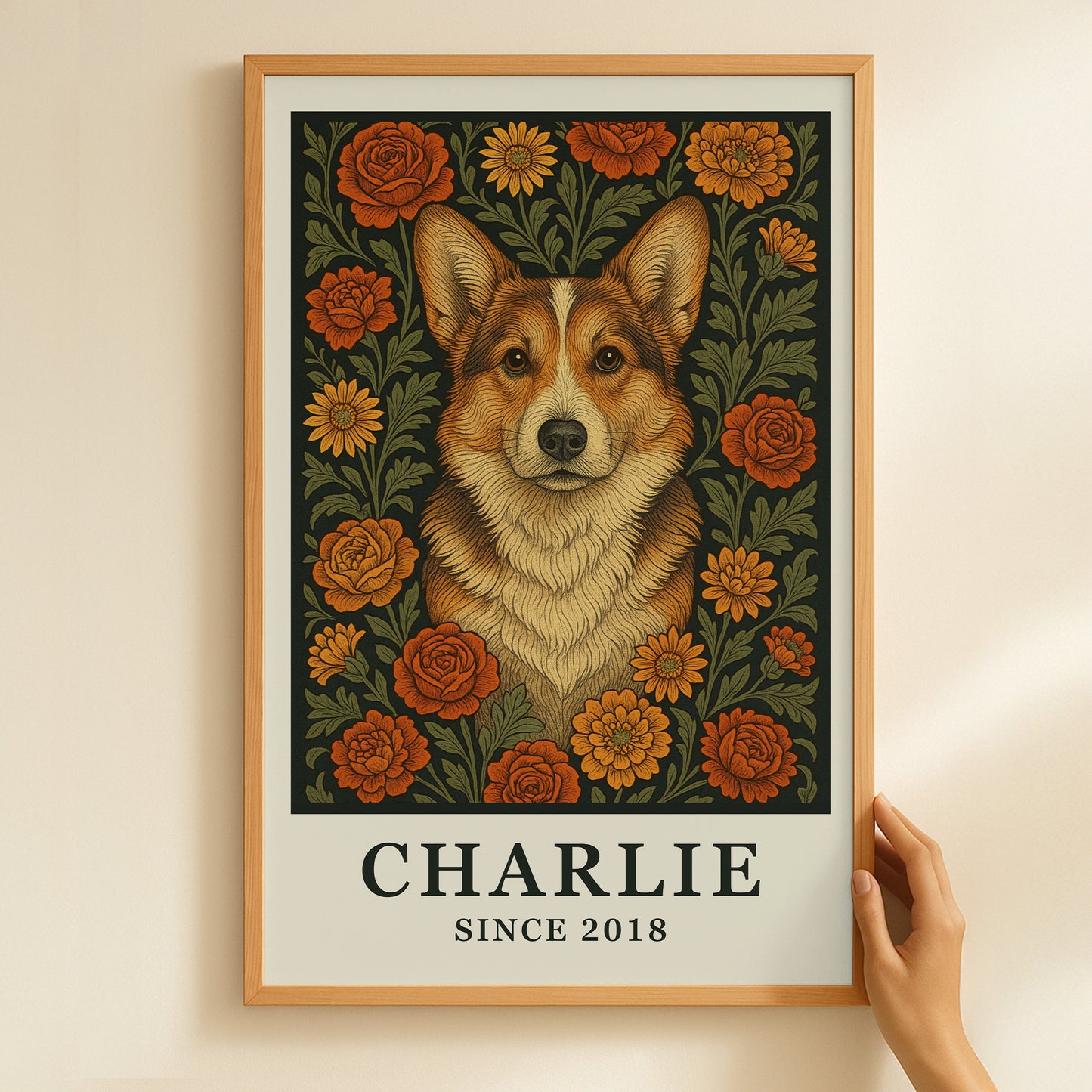 William Morris Wall Art Dog Portrait Art Dog Lovers Gift - Personalized Photo Poster