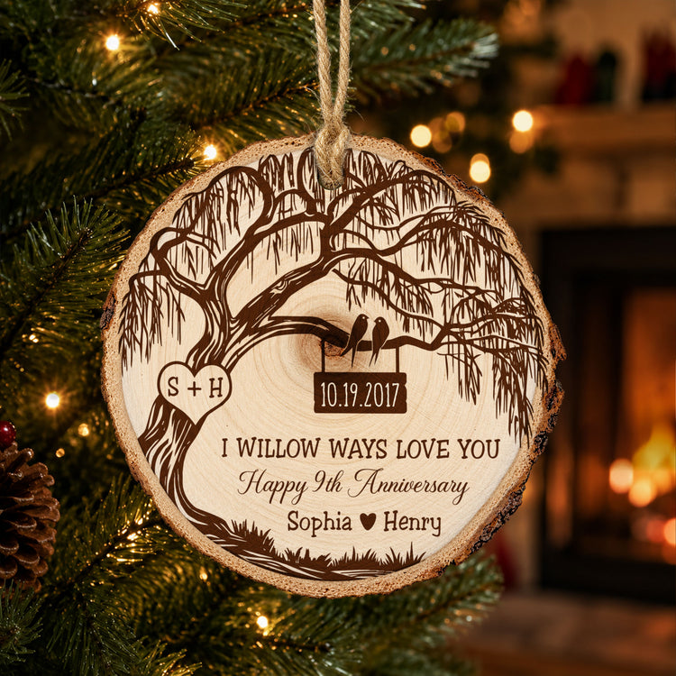 Willow-Anniversary-Wedding-Custom-Anniversary-Wood-Slice-Personalized-Ornament-1