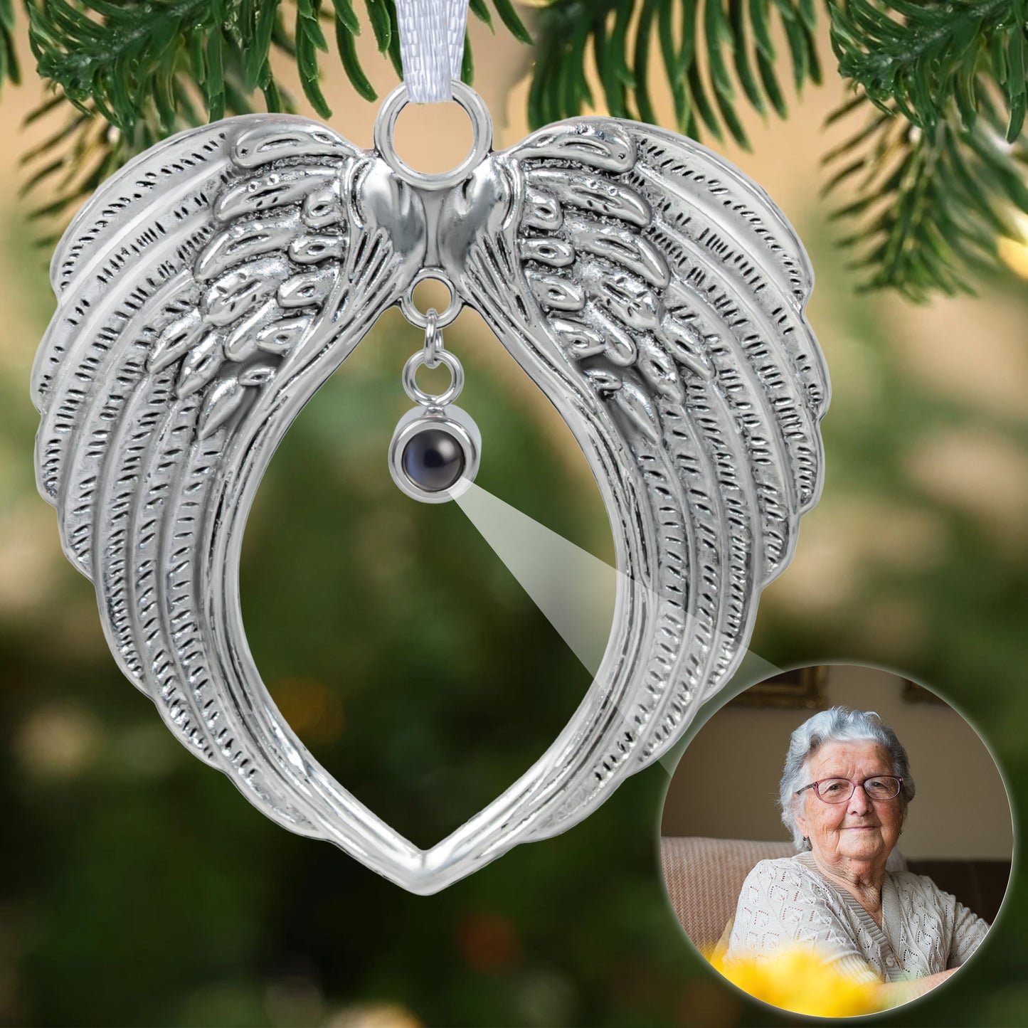 Wings-Shaped Keepsake - Personalized Photo Projection Ornament