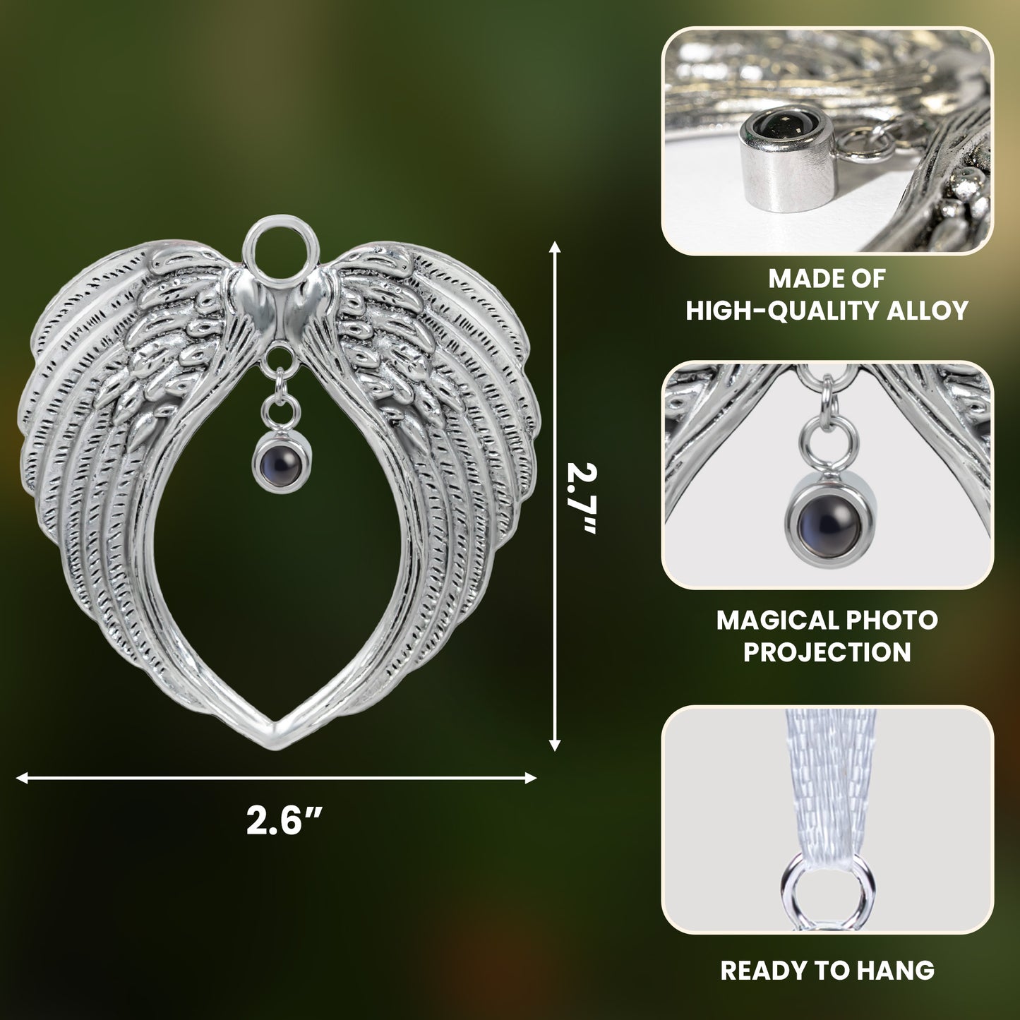 Wings-Shaped Keepsake - Personalized Photo Projection Ornament
