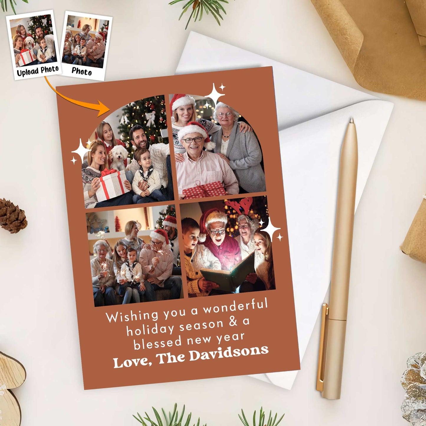 Wishing You A Wonderful Holiday - Personalized Photo Christmas Card
