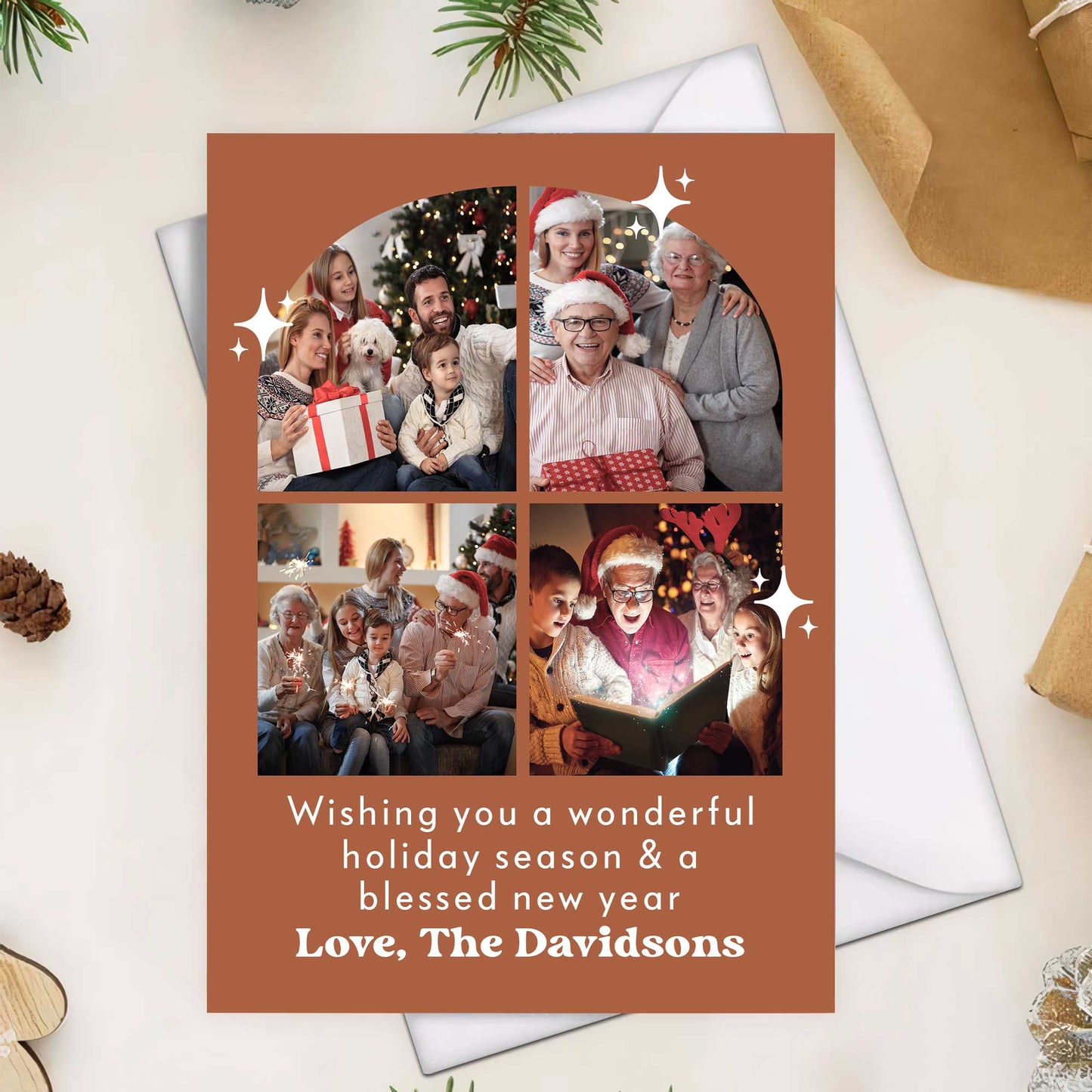 Wishing You A Wonderful Holiday - Personalized Photo Christmas Card