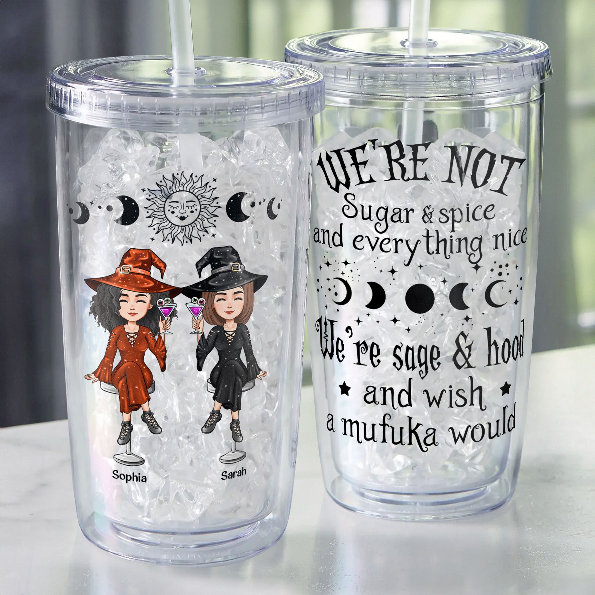 Witch Friends - Personalized Acrylic Tumbler With Straw – Macorner