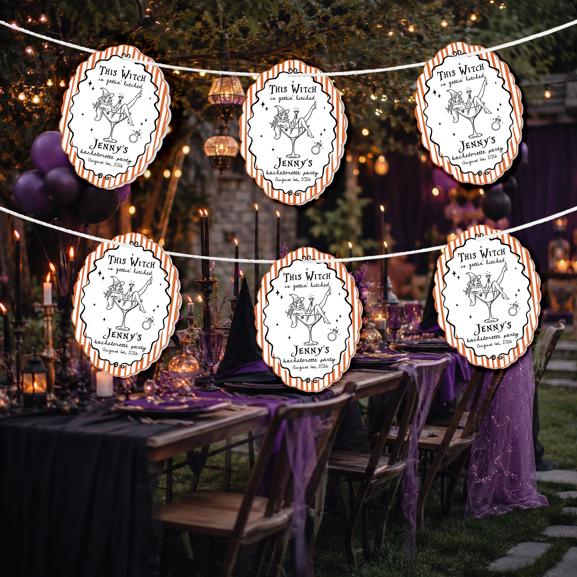 Witches Bachelorette Party - Personalized Garland Banner