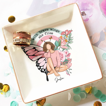 With Brave Wings She Flies - Personalized Jewelry Dish