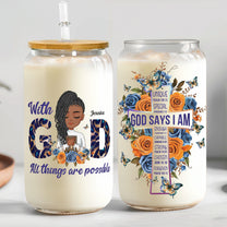 With God All Things Are Possible - Personalized Clear Glass Cup