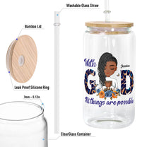 With God All Things Are Possible - Personalized Clear Glass Cup