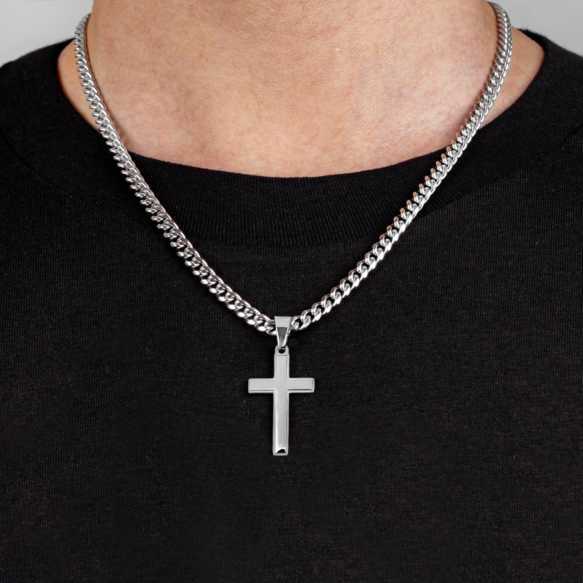 With God Leading Our Forever Journey Gift For Him - Personalized Cross Necklace With Card
