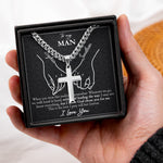 With God Leading Our Forever Journey Gift For Him - Personalized Cross Necklace With Card