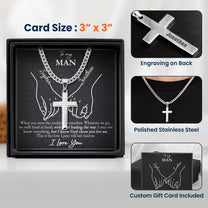 With God Leading Our Forever Journey Gift For Him - Personalized Cross Necklace With Card