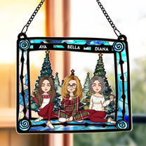 With Mom Under Christmas Tree - Personalized Window Hanging Suncatcher Ornament