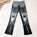 Wolf & Forest Print Self Gift Gift For Her - Personalized Flare Leggings