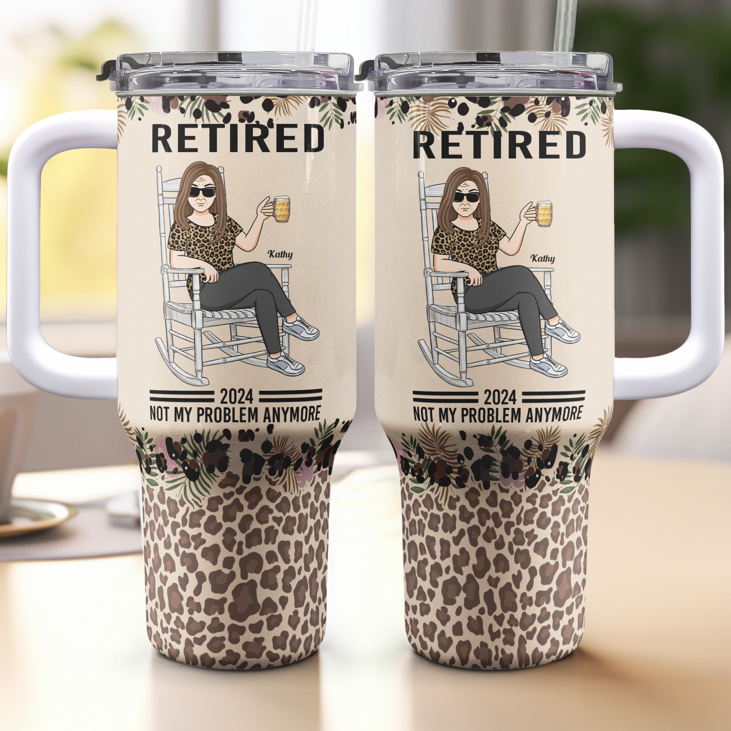 Woman Retired Not My Problem Anymore - Personalized 40oz Tumbler With Straw