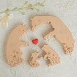 Wooden Bear Family Puzzle Floral Version