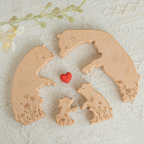 Wooden Bear Family Puzzle Floral Version